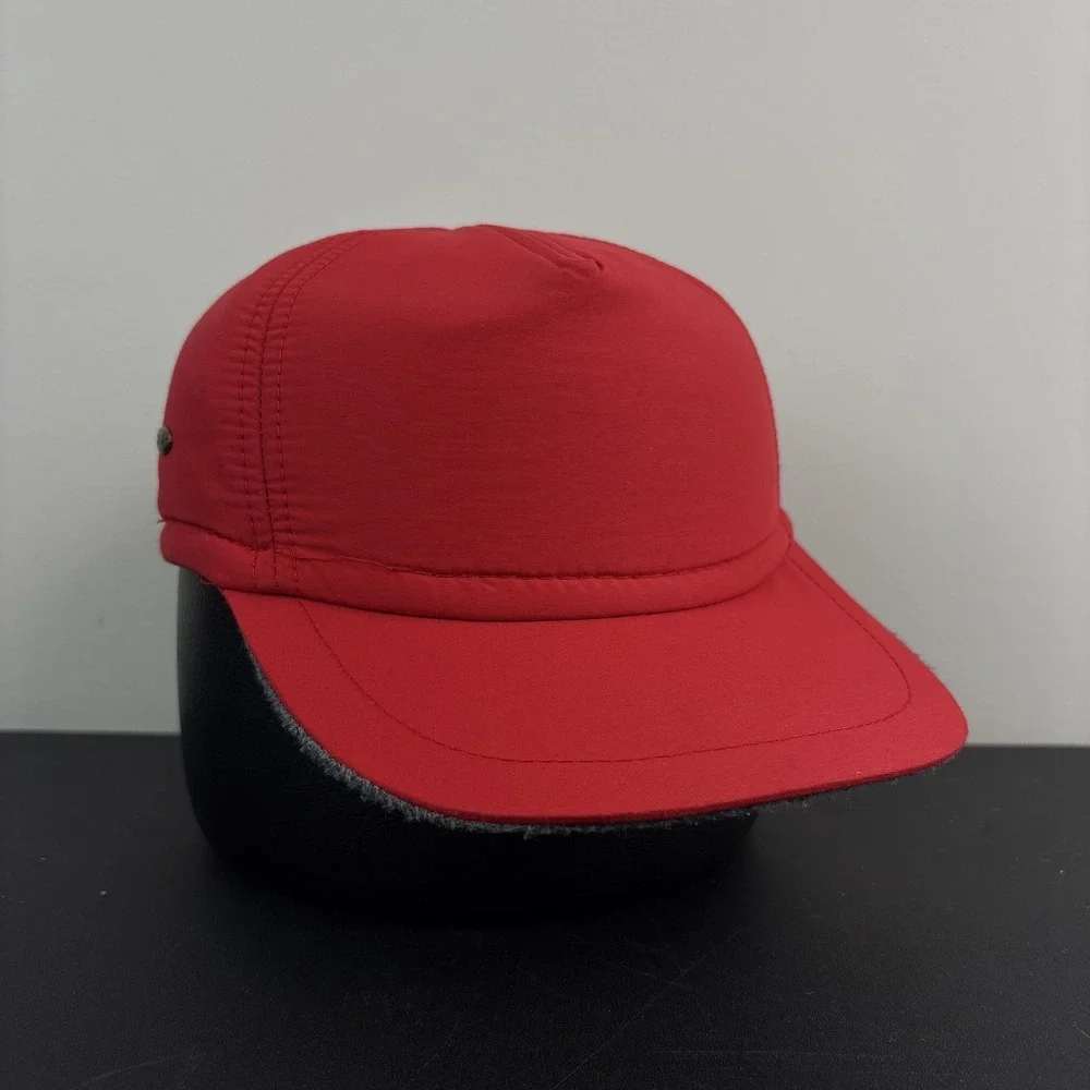 Vintage Scala Winter Trapper Hat Red Bomber Fur Lined Cap Snapback Adjustable